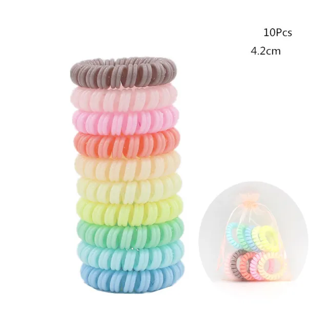 Candy colored Large Telephone Cord Hair Tie 10 Cans, High Elasticity, Not Easy To Break, Simple Restraint Hair Tie Double Strand Spring Color Bag - Shop at LoveMi