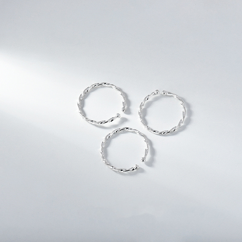 Silver Simple Hemp Rope Ring With Beads