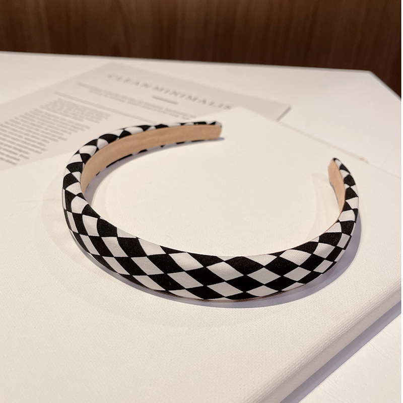 Hair Tie Black And White Plaid Headband All match Hair Accessories 2Cm Checkered Headband - Shop at LoveMi