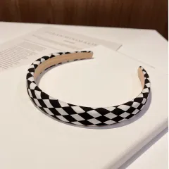 Hair Tie Black And White Plaid Headband All-match Hair Accessories - 2Cm Checkered Headband - View 1