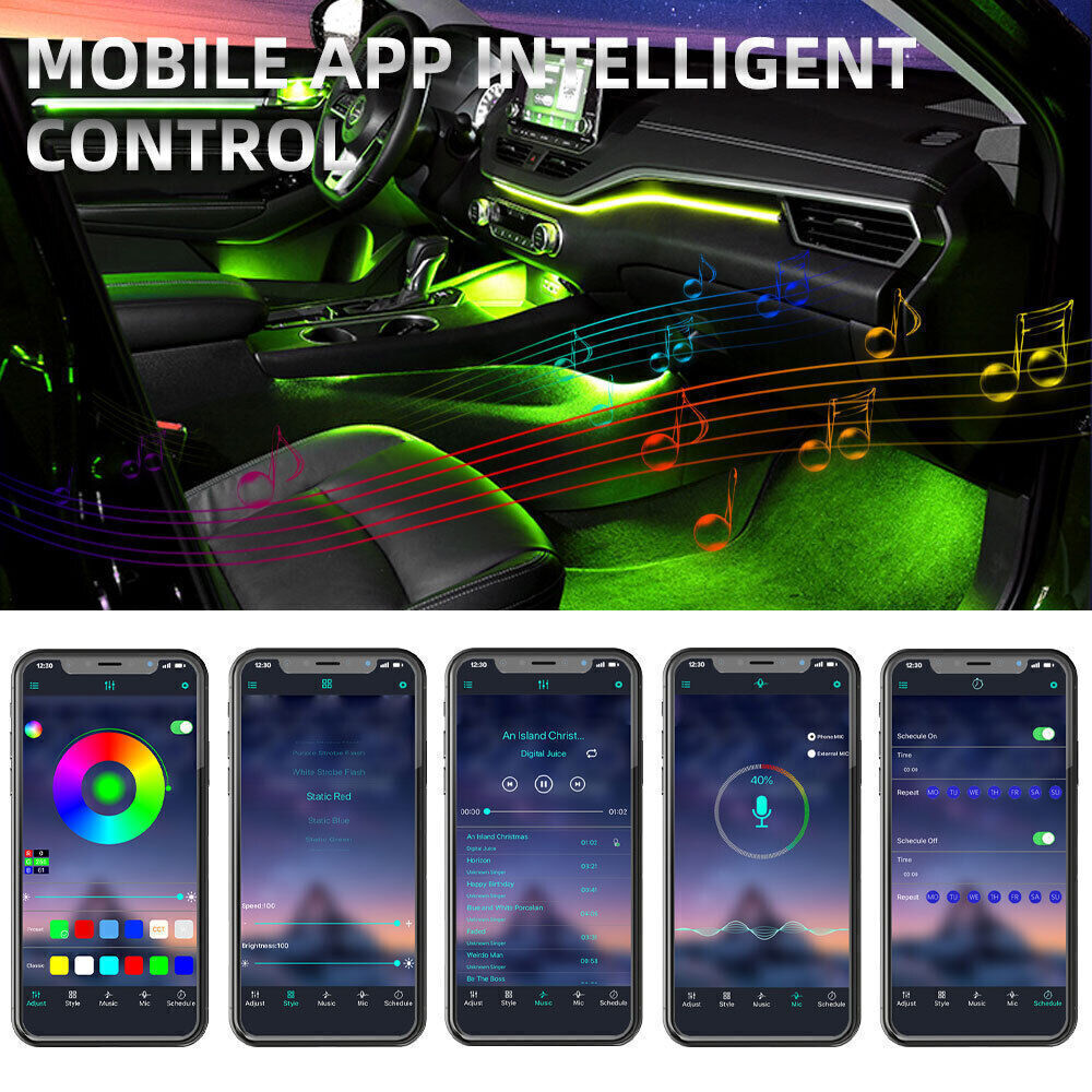 Symphony Full RGB LED Car Interior Acrylic Light Ambient Strip APP Control — image 3