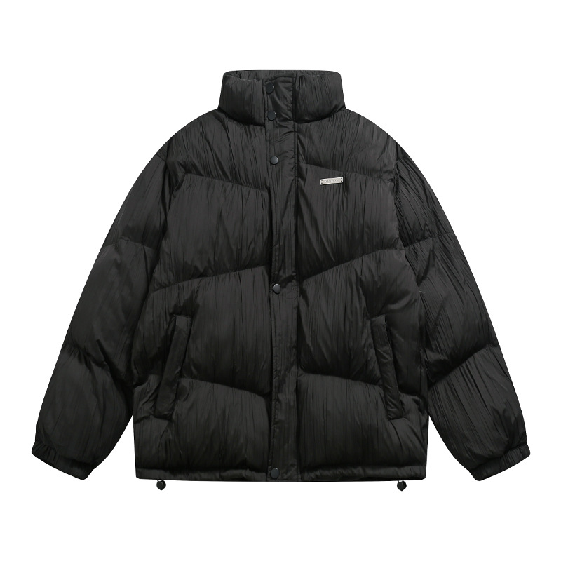 Thickened Cotton Padded Men's Plain Pleated Bread Jacket