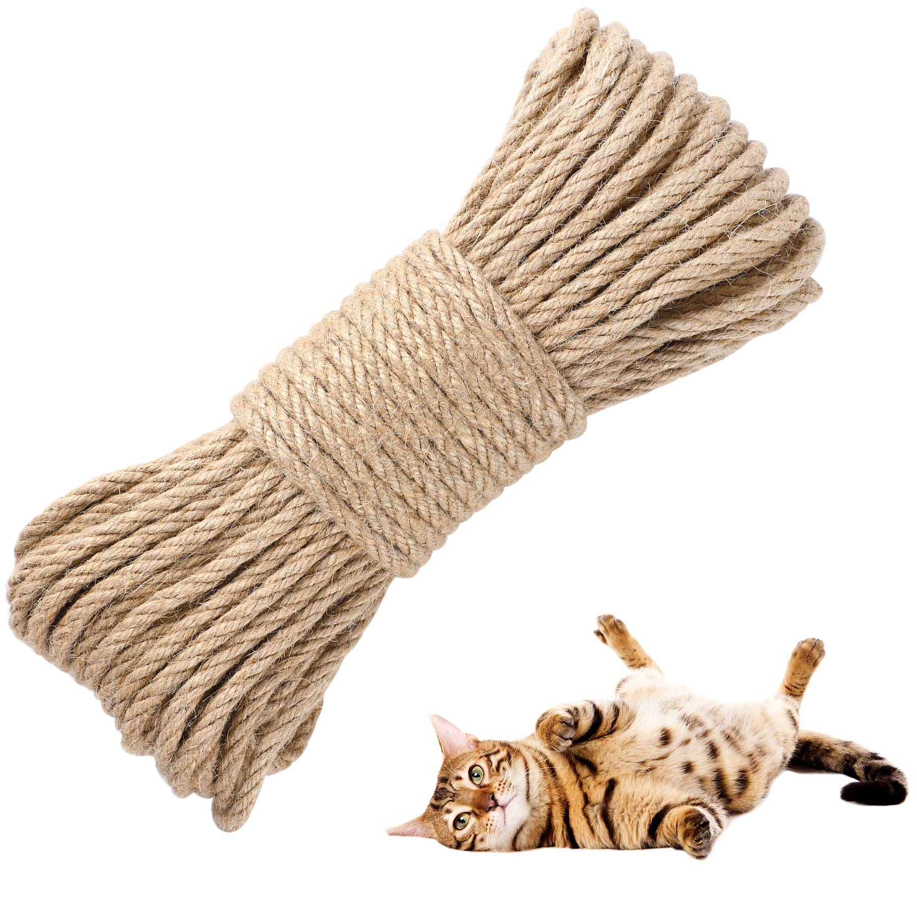 6 mm x 30 m Sisalseil, Natur-Sisalseil, Sisalseil für Kratzbäume, Katzenzubehör, DIY, Sisal-Kratzbaumersatz für Katzen, Haushalt, Amazon ist gesperrt_voghion.com