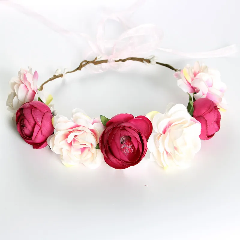 Fashion Flower Headband Seaside Travel - Rose Red