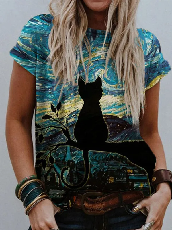 European And American Women's Pullover V neck Digital Print Top Jl2251801 - Shop at LoveMi