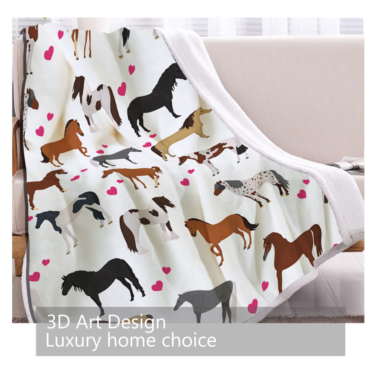 1 Pc Of High Weight Soft And Warm Pet Themed Lamb Wool Blanket With A Combination Of Red Heart And Horse, Versatile Sofa, Good Companion, Office Nap Blanket, Also Suitable For Camping — foto 5
