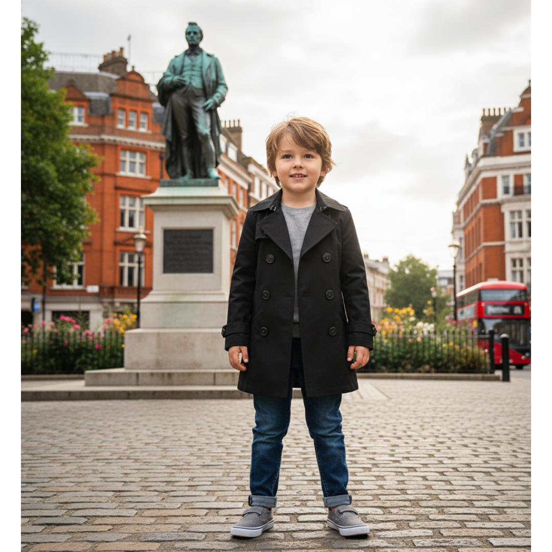 Kids Double Breasted Trench Coat Cotton Autumn Jacket For Boys-Girls -4 To 9 YRS — image 7