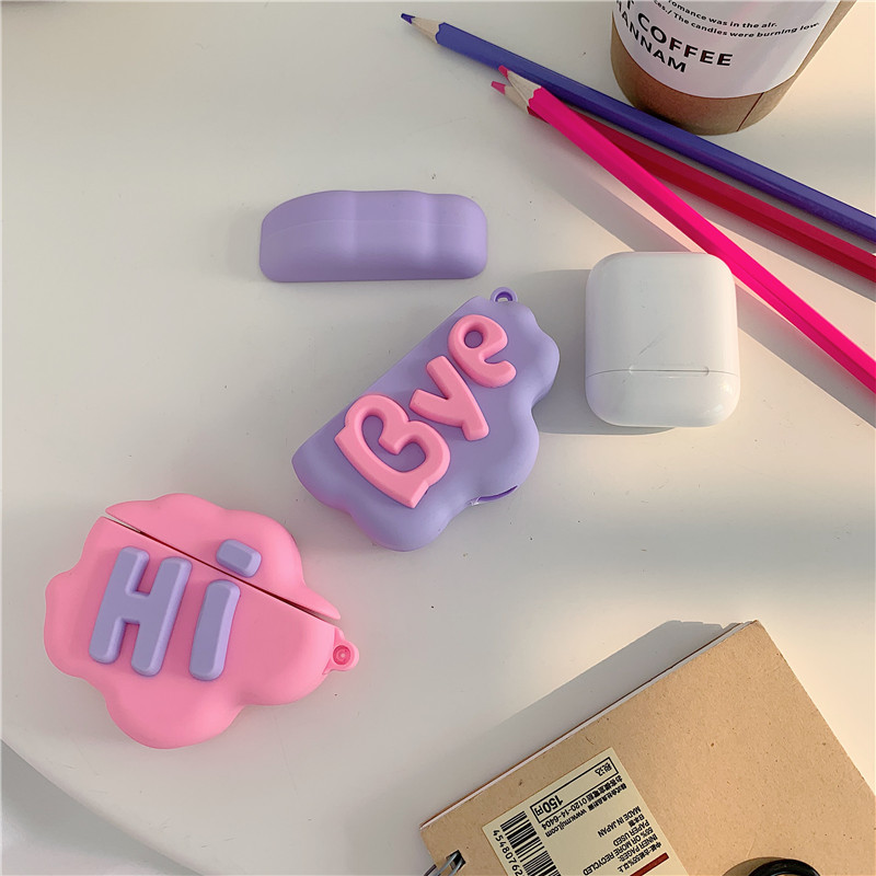 AirPod 2 Case 3D HI BYE Cloud Letter Cartoon Soft Silicone Wireless Earphone Cases For   Airpods Case Cute Cover - Image 7