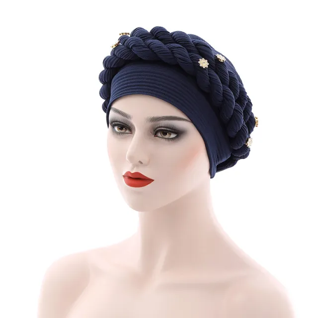 Popular Baotou Hat Braid Hat Messy Linen Navy Blue - Shop at LoveMi