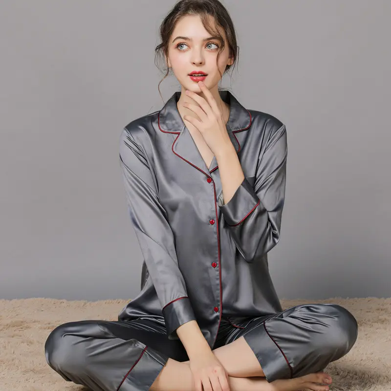 New Spring And Autumn Silk Couple Pajamas
