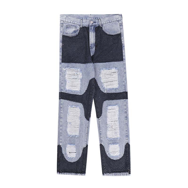 Title 10, Heren casual jeans met losse pasvorm en decorat...