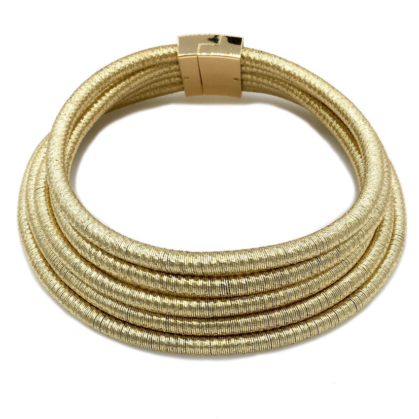 Fashion Alloy Multi-layer Braided Rope Exaggerated Necklace Women