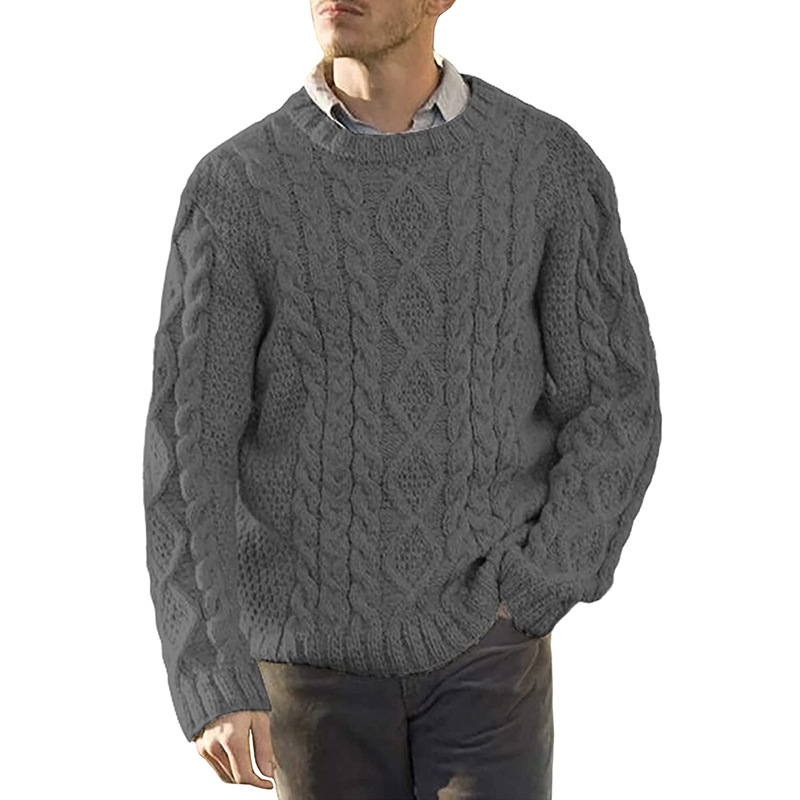 New Sweater Men's European And American Solid Color Round Neck