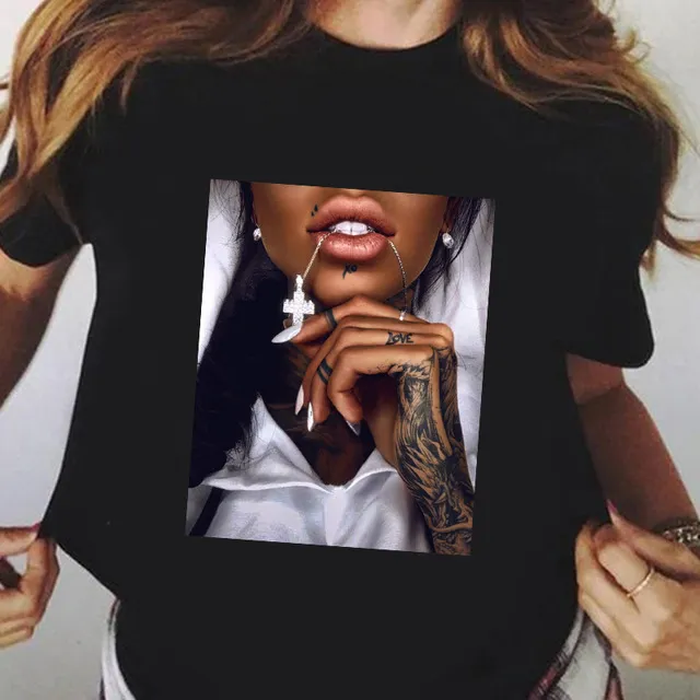 Summer Fashion Plus Size Black T-shirt Short Sleeve Women - 9 Style
