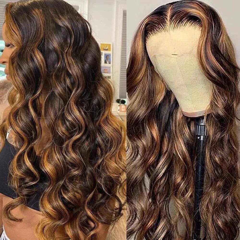 13x4 Lace Frontal Human Hair Wig P4 27 Body Wave Density — foto 2