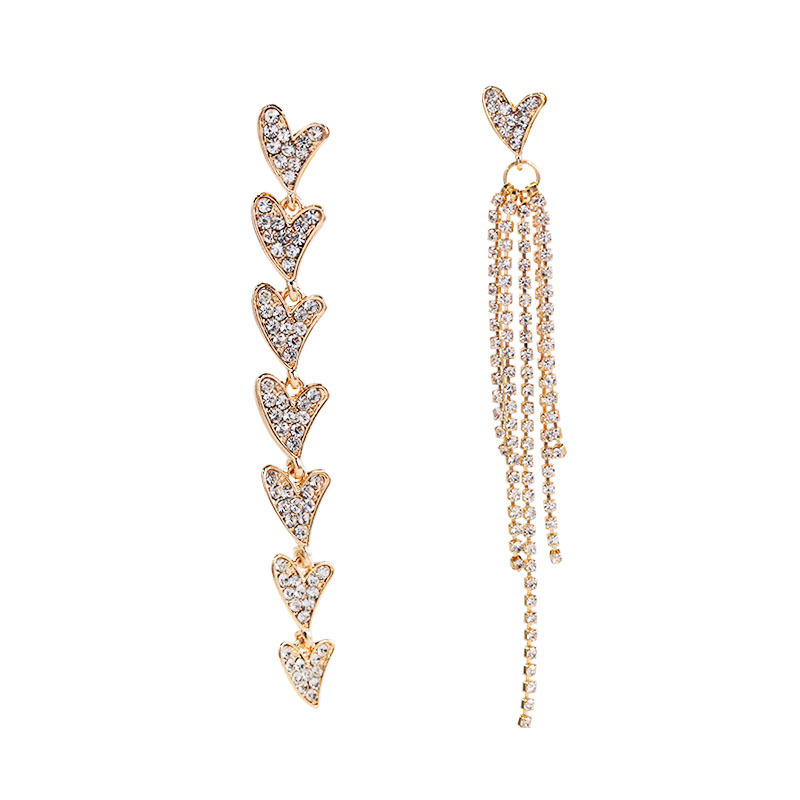 Title 3, Long Diamond Studded Tassel Earrings