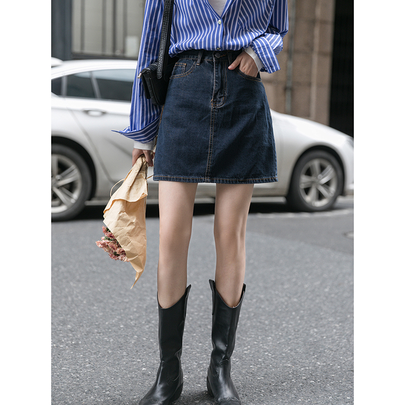 Women's Blue Denim Short Skirt Half length Skirt Blue - Shop at LoveMi