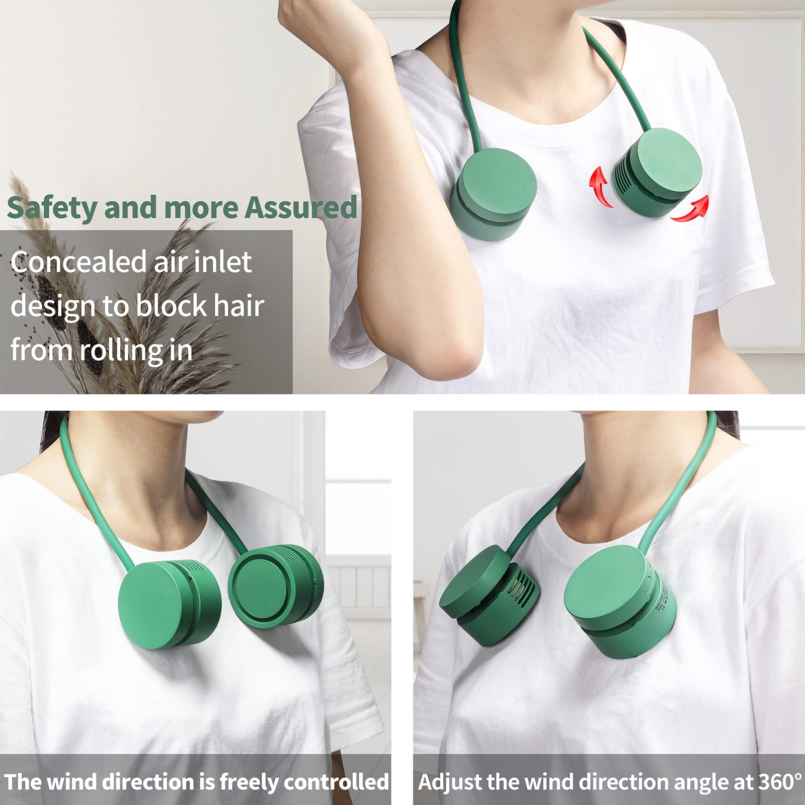 Hanging Neck Fan Leaf Less Small Fan USB Portable Storage Lazy Aromatherapy Neck Hanging Neck Electric Fan — foto 4