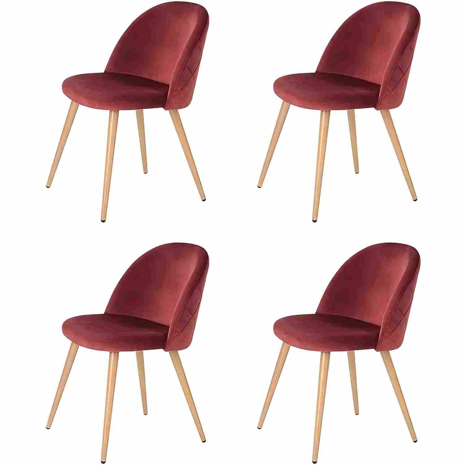 PESARO Velvet Luxury Dining Chairs Set Of 2 Modern Velvet With Wood Legs