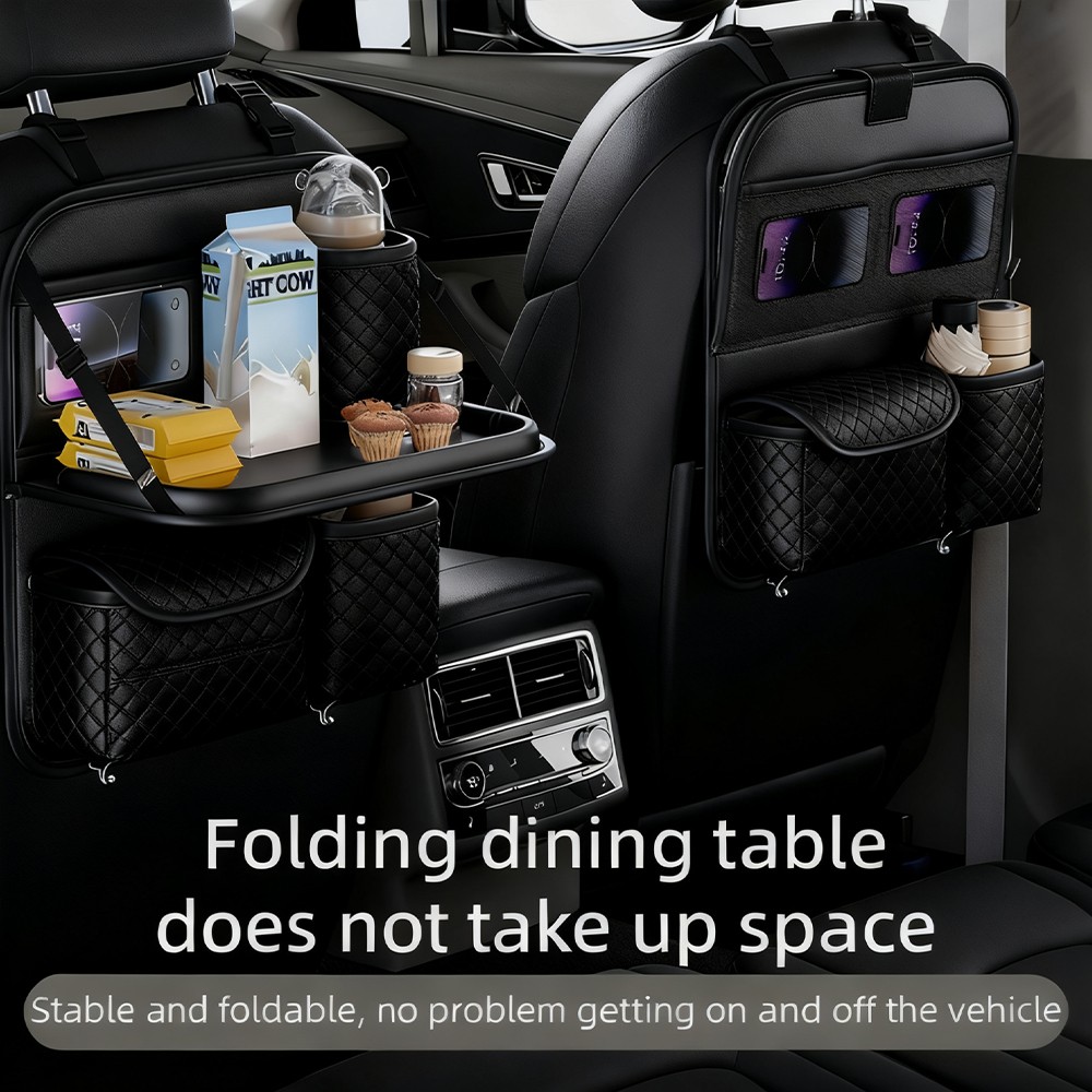 Car Organiser Bag Multi Pocket Black Leather  Holder Back Seat Storage Tidy