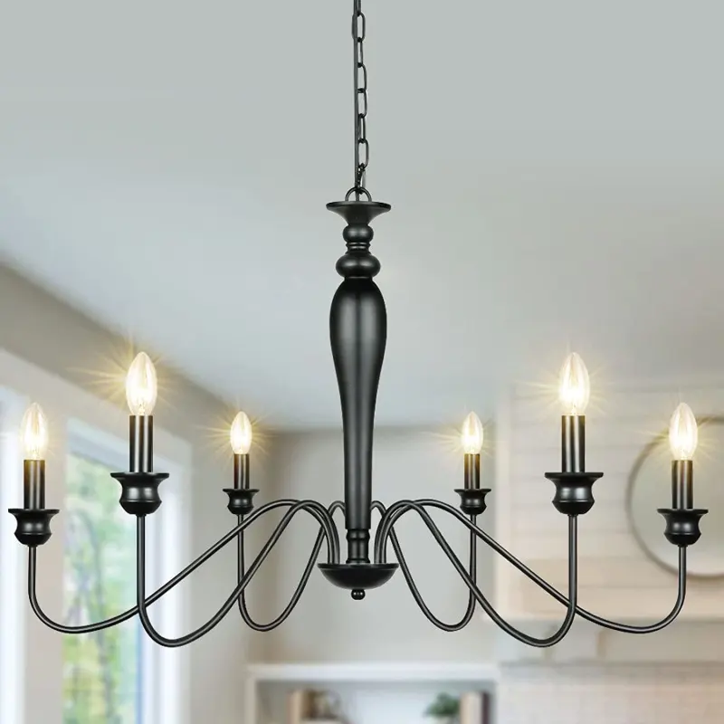 Candle Chandelier Dining Room Bend Tube Iron Art Light