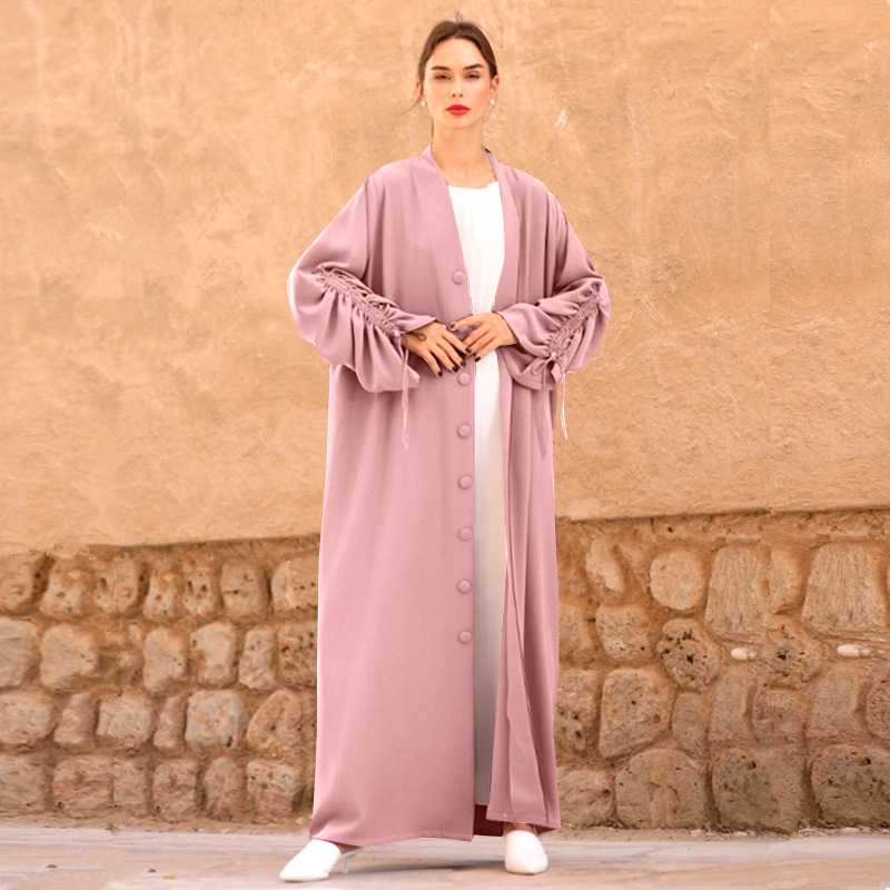 Splice Cardigan Gown With Bunched Sleeves