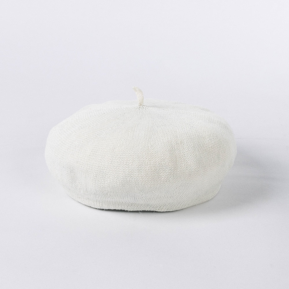 Fashion Painter Cap Adjustable Three-dimensional Deep Brim Solid Color Summer Knitted Thin Linen Beret