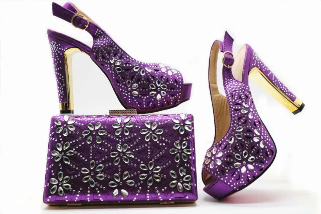 High Heels Matching Clutch Bag For Summer Design Purple - Shop at LoveMi