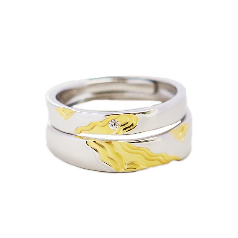 S925 Quicksand Couple Ring A Pair Of Sterling Silver