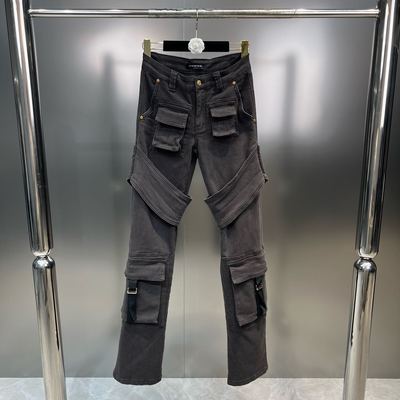 Multi-pocket Embellished Lace-up Overalls