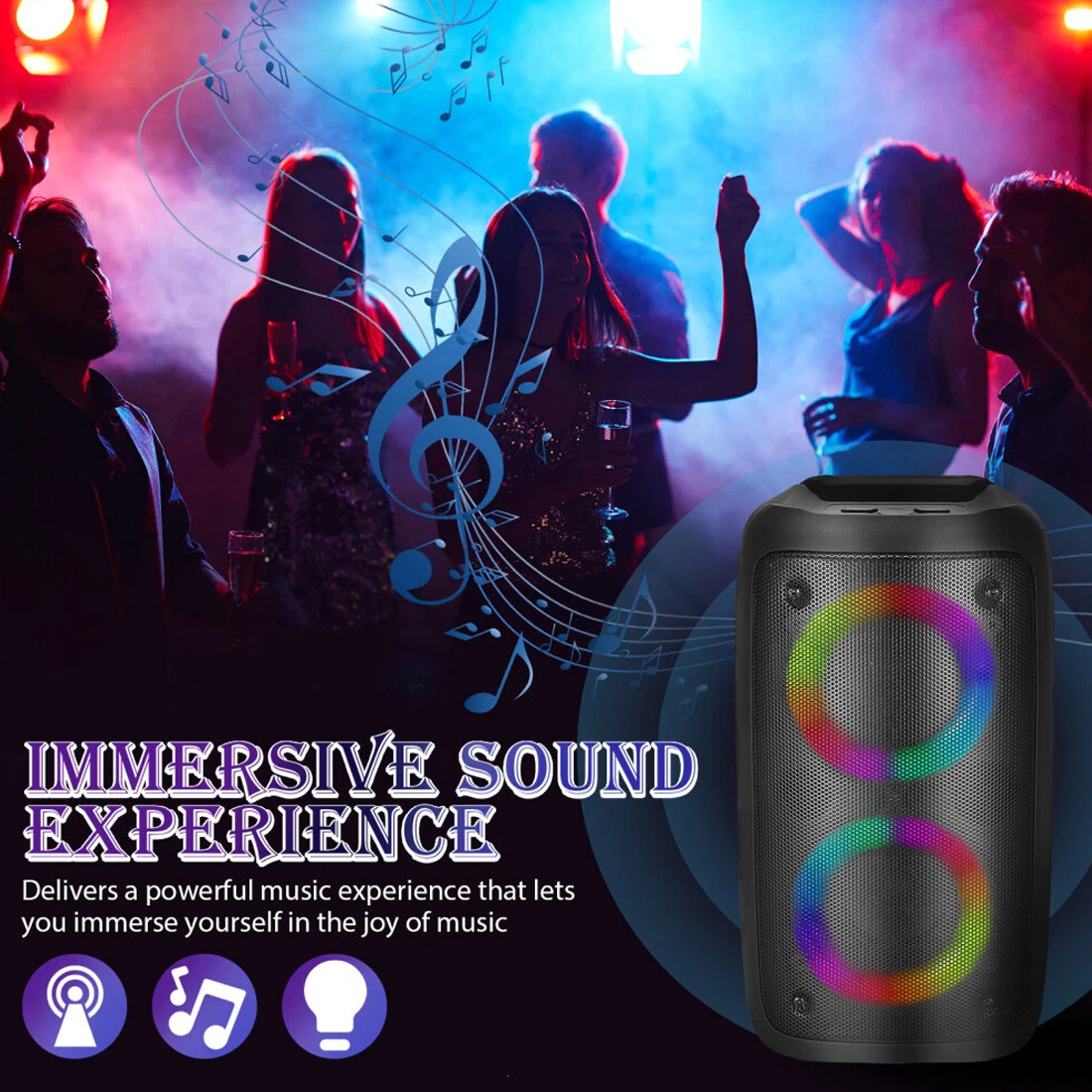 Portable Bluetooth Speaker Sub Woofer Heavy Bass Sound System Party & Mic 4