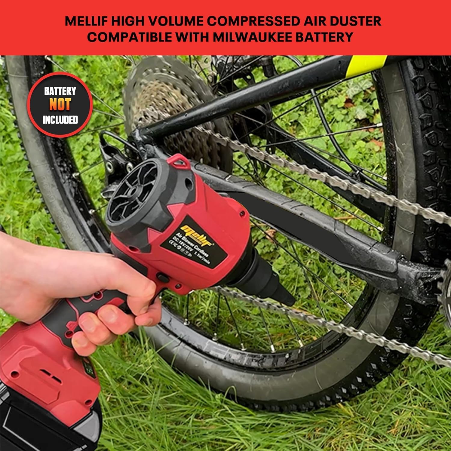 High Volume Compressed Air Duster Compatible With Milwaukee 18V Battery- 3