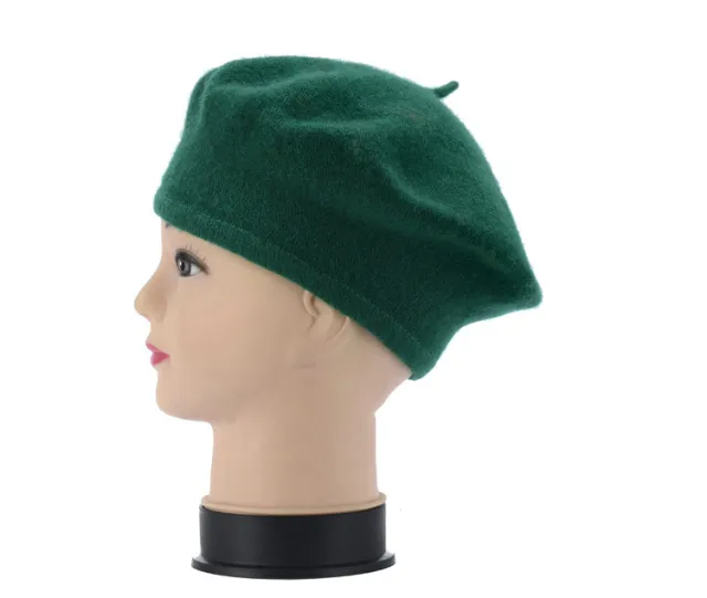 Korean Style Autumn And Winter Women's Wool Beret Hat Green - Shop at LoveMi