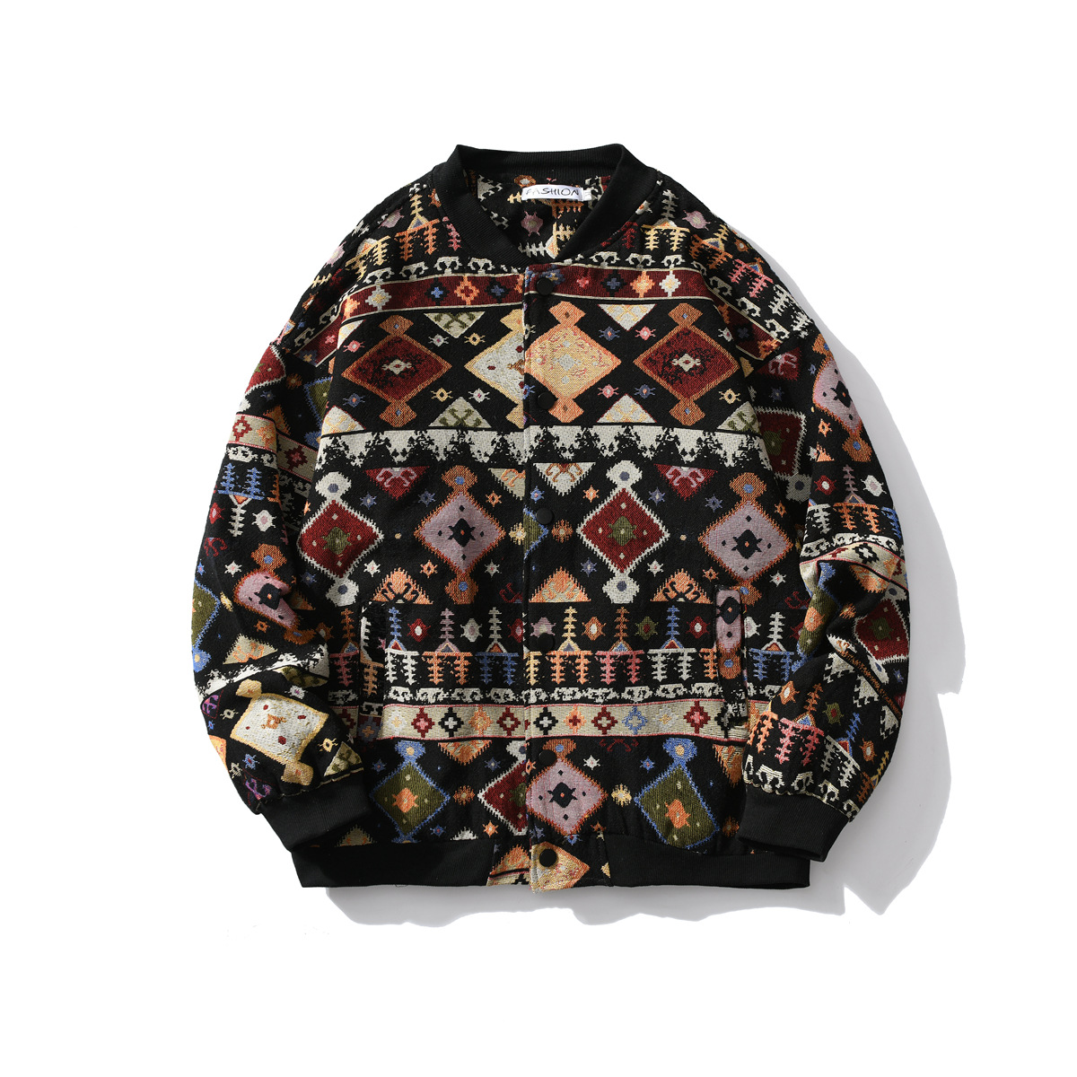 Trendy Harajuku Style Jacquard Jacket Men's Spring And Autumn Couple National Wind Baseball Uniform