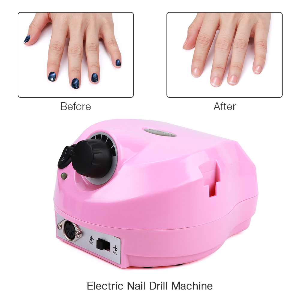 Complete nail drill system with 6 drill bits, dust cup, and phone holder accessories
