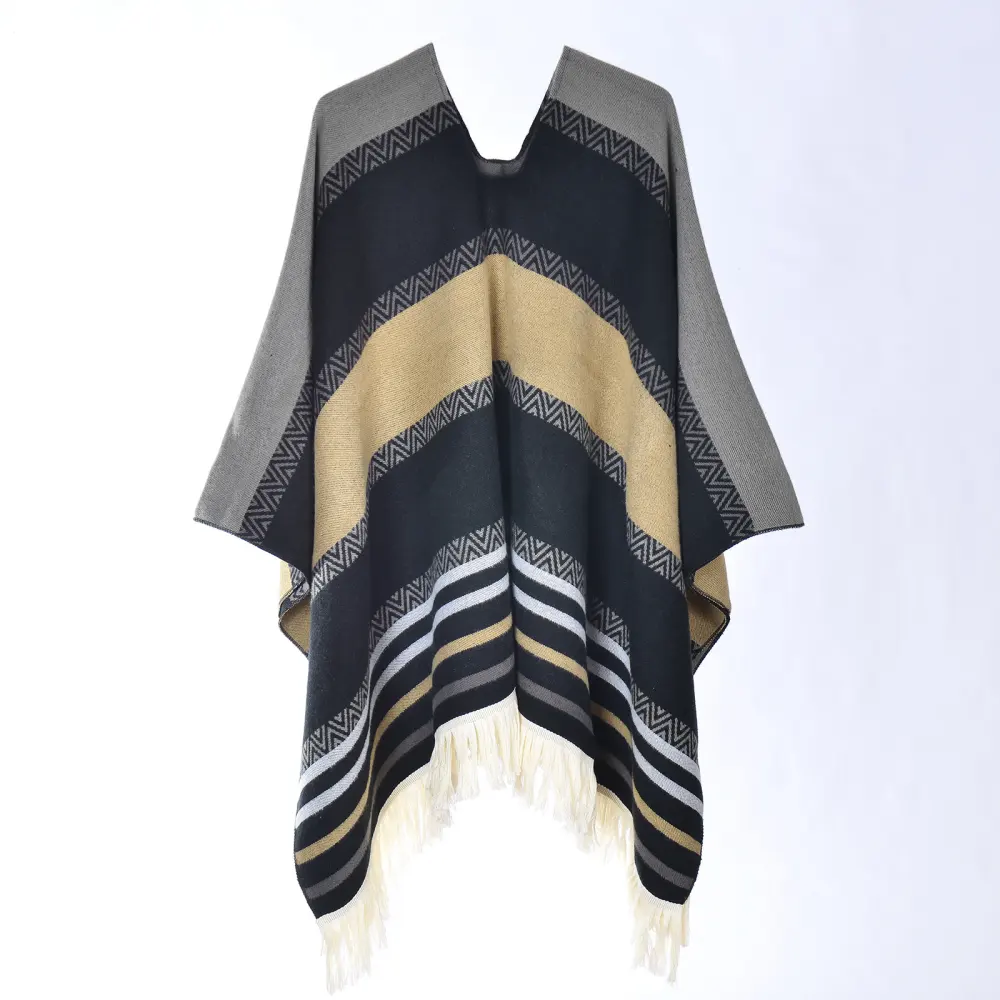 Women's Striped Travel Photo Poncho
