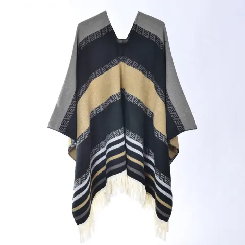Women's Striped Travel Photo Poncho