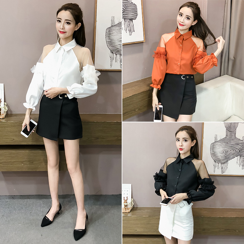Spring New Sweet Korean Style Long-sleeved Shirt Bottoming Top
