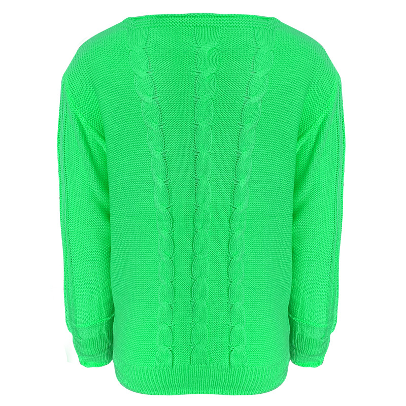 Title 8, Fluorescent Round Neck Twist Twist Casual Knitt...