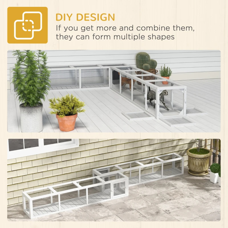 Wooden Cat Run With Weather Protection, Connecting Inside And Outside