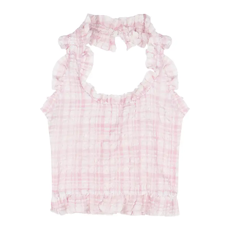Pure Desire Halter Neck Camisole Women's Plaid Sexy