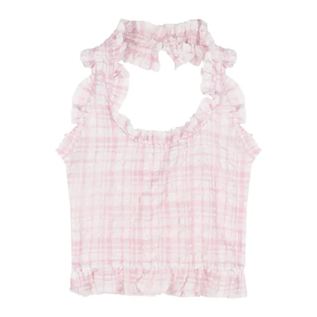 Pure Desire Halter Neck Camisole Women's Plaid Sexy Pink - Shop at LoveMi