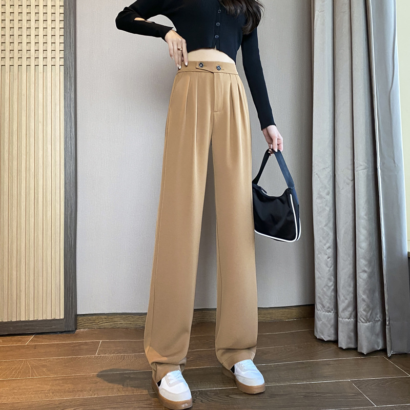 Title 7, High Waist Drape Loose Straight Casual Slim Wid...