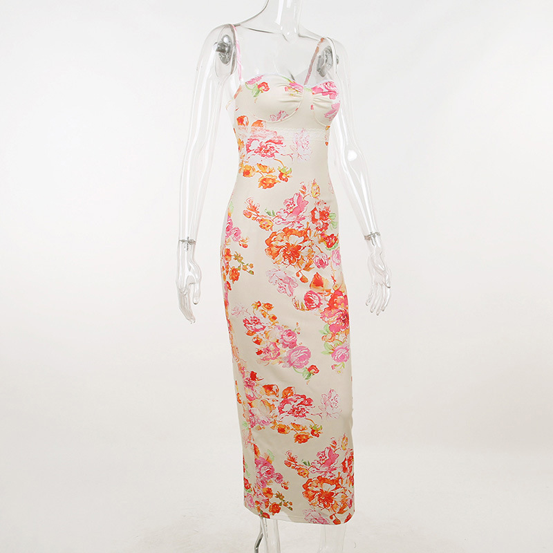 Elegant Strap Flower High Sense Fashion Long Skirt