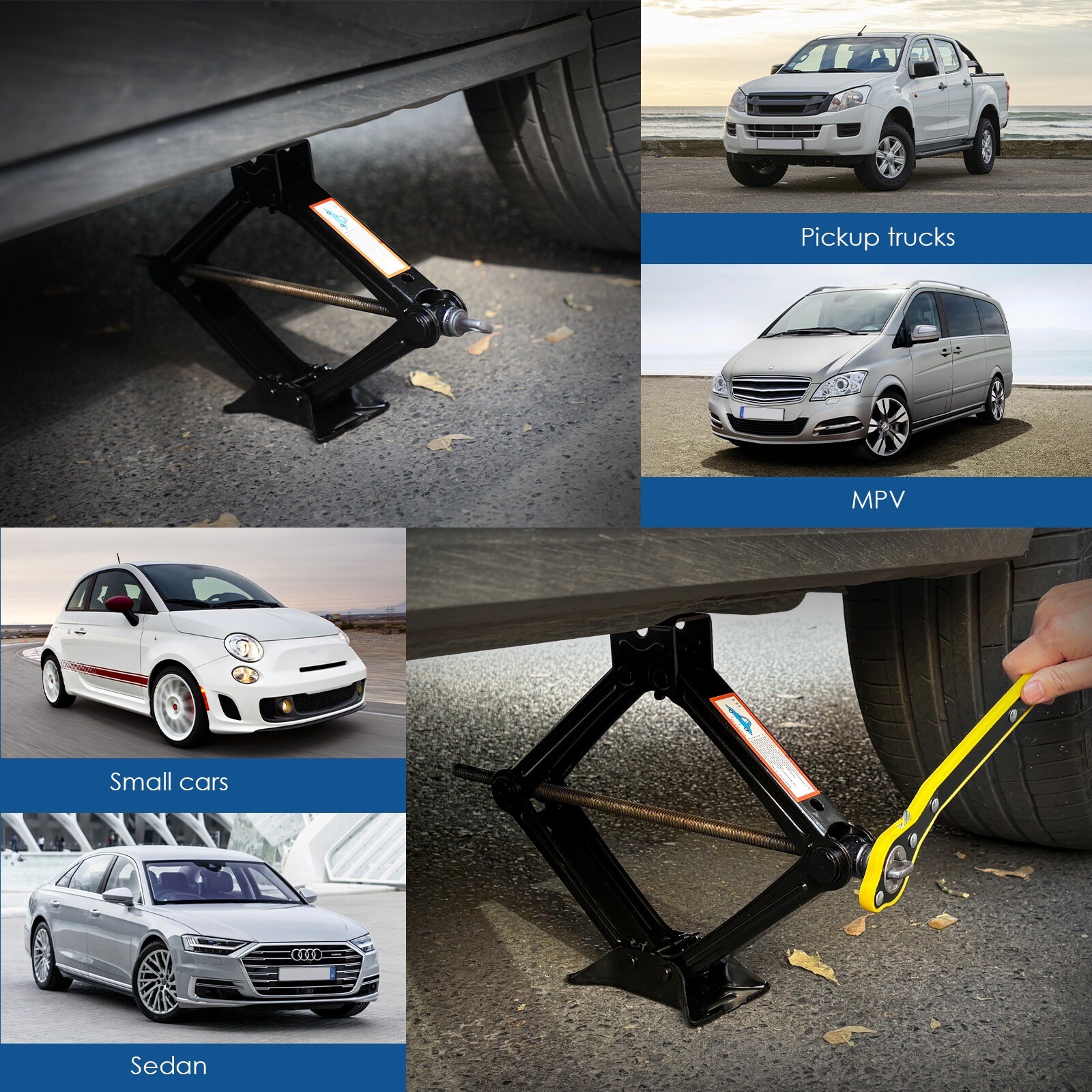 Scissor Jack Set 3 Ton Car Auto Jack Kit With Hand Crank Wrench Lug Wrench UK