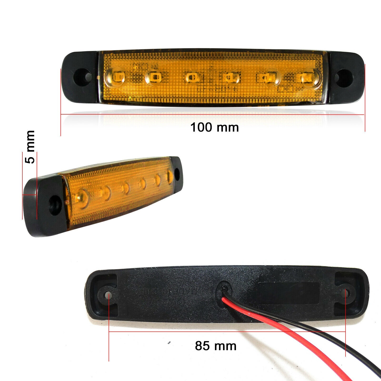30 Pcs 12v 6 Led White Yellow Red Side Marker Light Position Truck Trailer — image 2