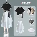 Black Coat Skirt Two Piece Set