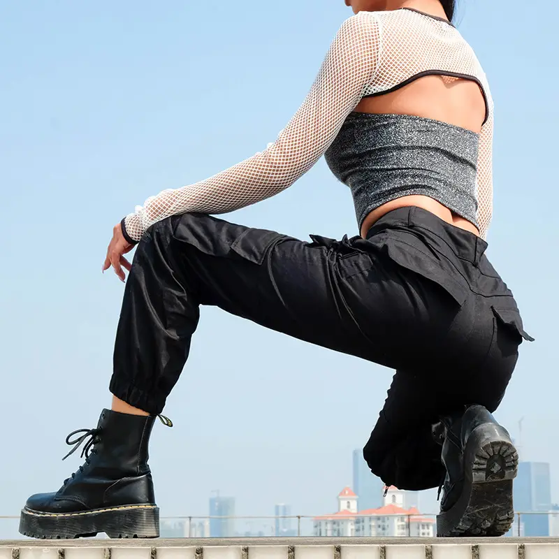 Women's Multi-pocket BF Hip Hop Ankle Banded Working Pants Trousers