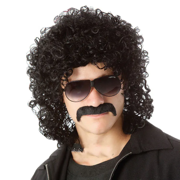 Black Median To Long Curly Wig European