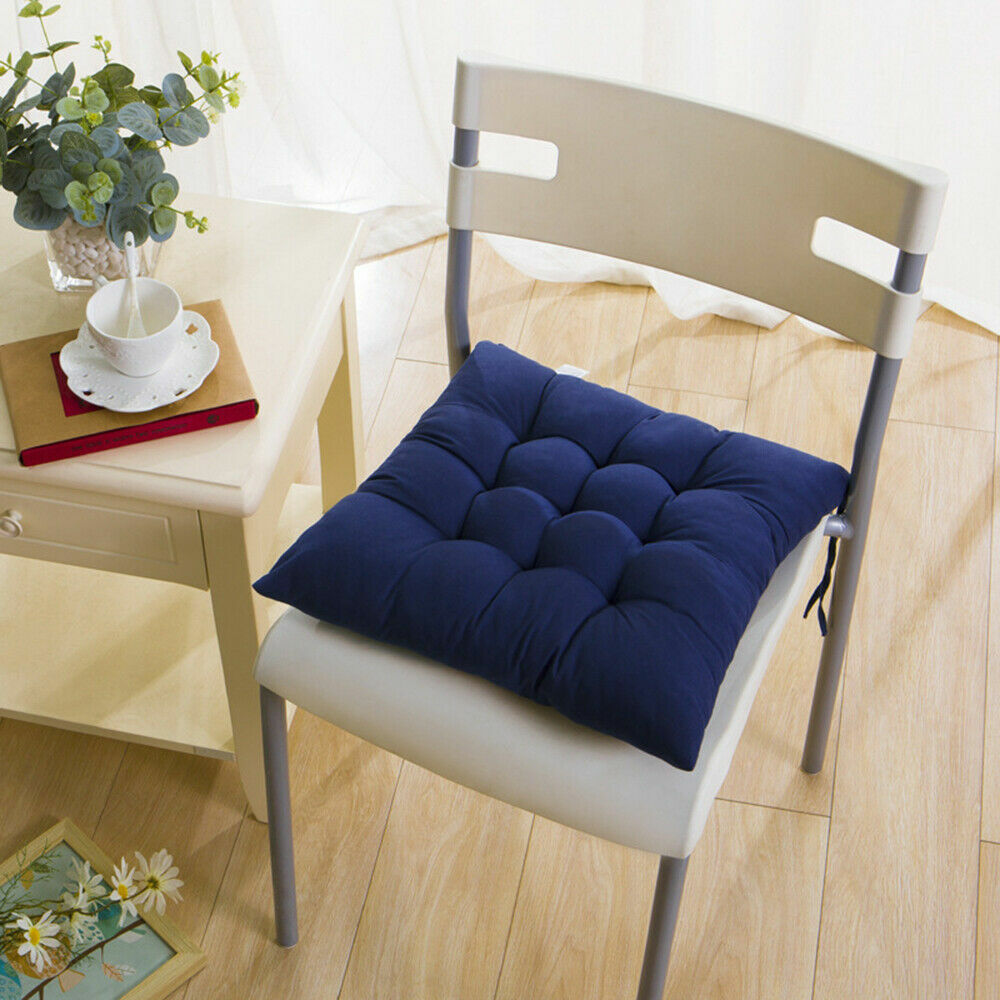 4 Pack Seat Pad Dining Room Garden Kitchen Chair Cushions Tie On Plain UK — image 5